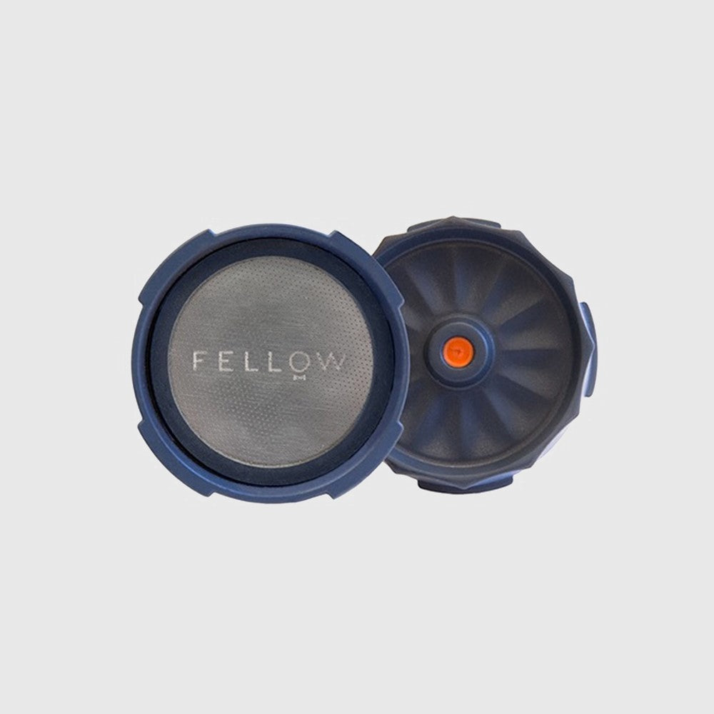fellow prismo AeroPress Coffee Maker Attachment Blue Plastic Coffee Filter on white background