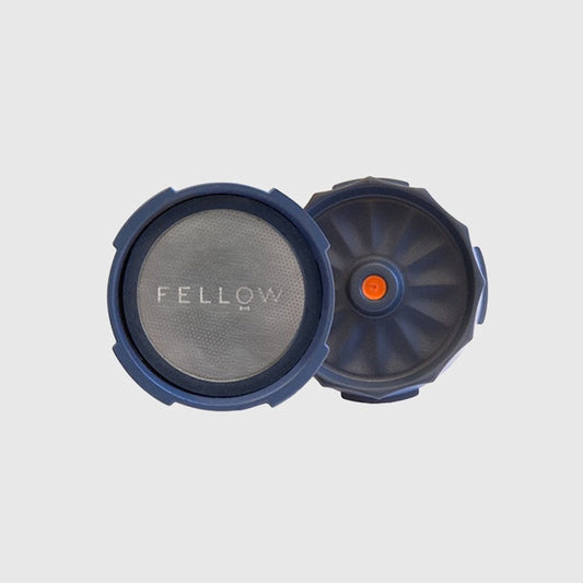fellow prismo AeroPress Coffee Maker Attachment Blue Plastic Coffee Filter on white background