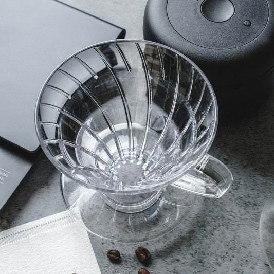Hario V60 Dripper 02 Clear Plastic Basic Barista Pour Over Cone Plastic Coffee Dripper Melbourne Australia coffee Brewing Equipment 