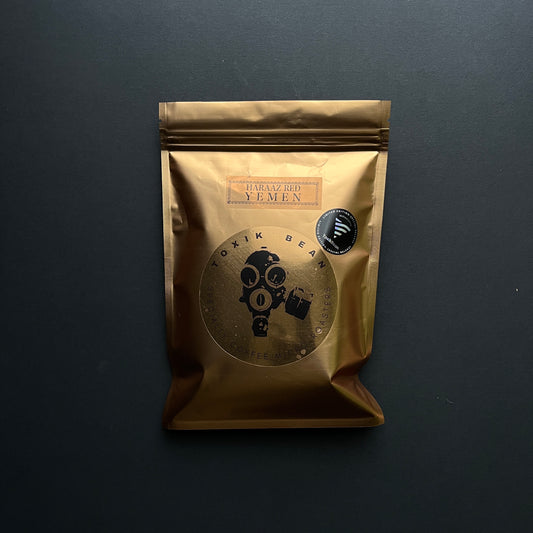 Haraaz Red Natural Yemen Special coffee Gold Bag label Toxik Bean Basic Barista Australia Melbourne