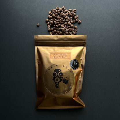 Haraaz Red Natural Yemen Special coffee Gold Bag label Toxik Bean Basic Barista Australia Melbourne