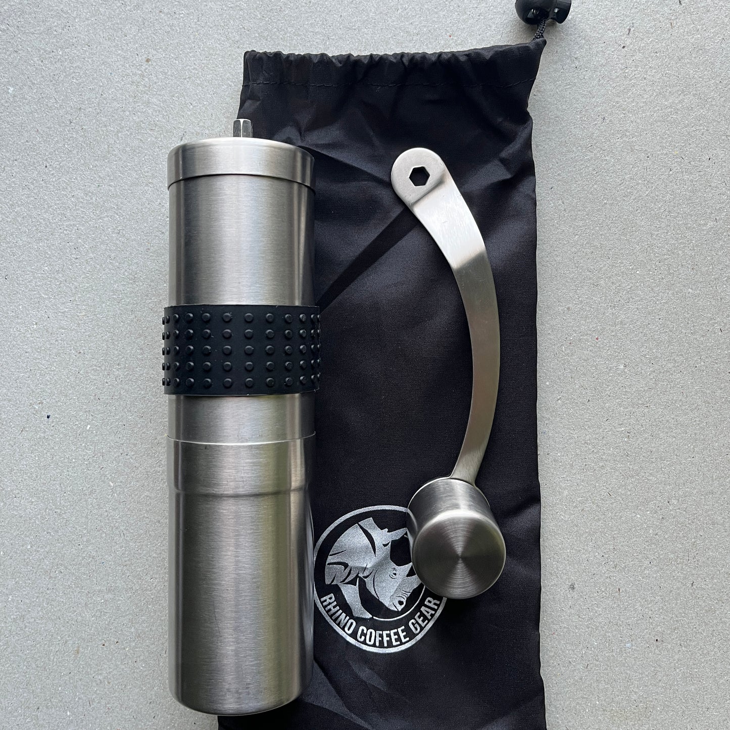 Rhino Coffee Gear Portable Hand Grinder Tall Silicon Grip Large Travel Grinder Basic Barista Melbourne Australia